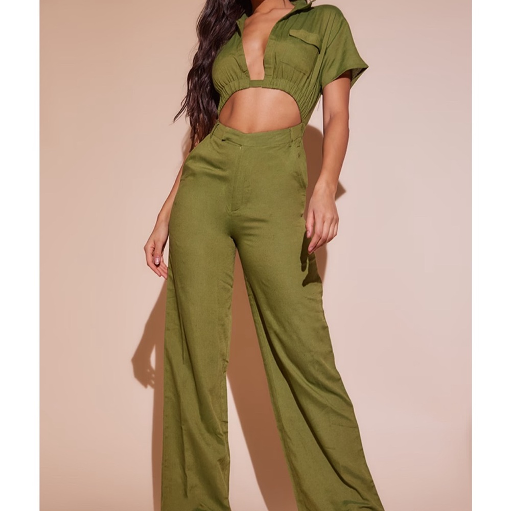 NWT PLT Linen Look Cut Out Jumpsuit